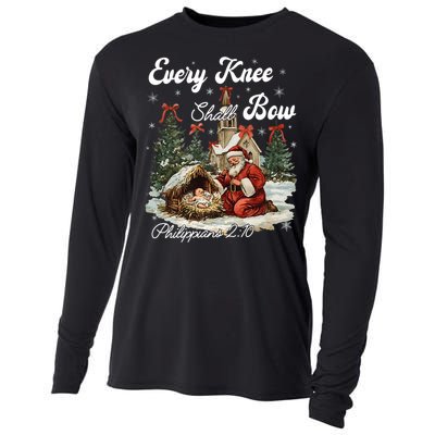 Every Knee Shall Bow Christian Christmas Cooling Performance Long Sleeve Crew