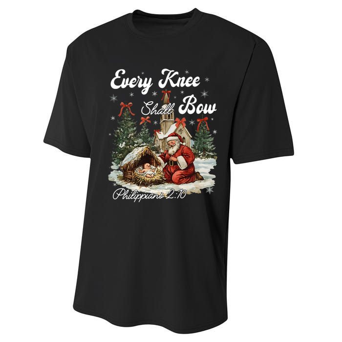 Every Knee Shall Bow Christian Christmas Performance Sprint T-Shirt