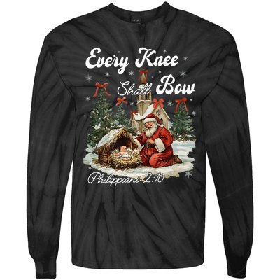 Every Knee Shall Bow Christian Christmas Tie-Dye Long Sleeve Shirt