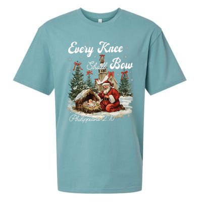 Every Knee Shall Bow Christian Christmas Sueded Cloud Jersey T-Shirt