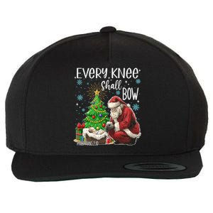 Every Knee Shall Bow Jesus Kneeling Santa Gift Wool Snapback Cap