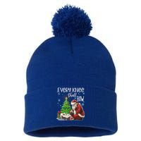 Every Knee Shall Bow Jesus Kneeling Santa Gift Pom Pom 12in Knit Beanie