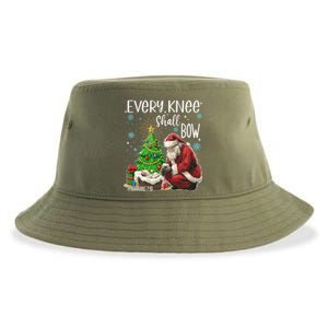 Every Knee Shall Bow Jesus Kneeling Santa Gift Sustainable Bucket Hat