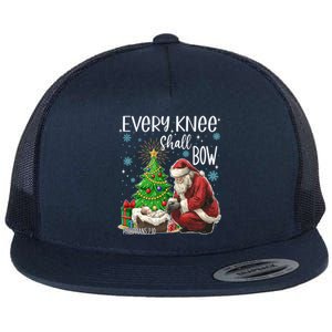 Every Knee Shall Bow Jesus Kneeling Santa Gift Flat Bill Trucker Hat