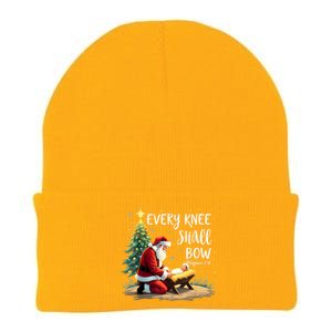 Every Knee Shall Bow Jesus Christian Santa Xmas Christmas Knit Cap Winter Beanie