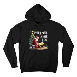 Every Knee Shall Bow Jesus Christian Santa Xmas Christmas Hoodie