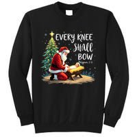 Every Knee Shall Bow Jesus Christian Santa Xmas Christmas Sweatshirt