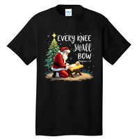 Every Knee Shall Bow Jesus Christian Santa Xmas Christmas Tall T-Shirt