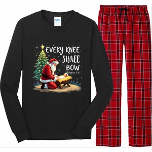 Every Knee Shall Bow Jesus Christian Santa Xmas Christmas Long Sleeve Pajama Set