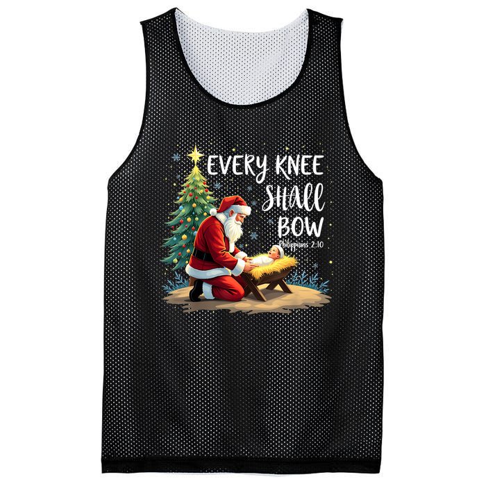 Every Knee Shall Bow Jesus Christian Santa Xmas Christmas Mesh Reversible Basketball Jersey Tank