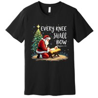 Every Knee Shall Bow Jesus Christian Santa Xmas Christmas Premium T-Shirt