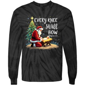 Every Knee Shall Bow Jesus Christian Santa Xmas Christmas Tie-Dye Long Sleeve Shirt