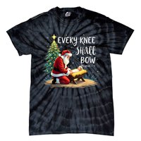 Every Knee Shall Bow Jesus Christian Santa Xmas Christmas Tie-Dye T-Shirt