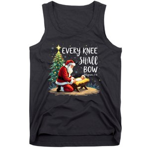 Every Knee Shall Bow Jesus Christian Santa Xmas Christmas Tank Top