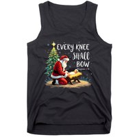 Every Knee Shall Bow Jesus Christian Santa Xmas Christmas Tank Top