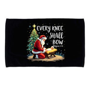 Every Knee Shall Bow Jesus Christian Santa Xmas Christmas Microfiber Hand Towel