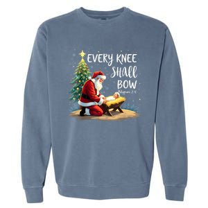 Every Knee Shall Bow Jesus Christian Santa Xmas Christmas Garment-Dyed Sweatshirt