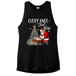 Every Knee Shall Bow Kneeling Santa Jesus Meaningful Gift Ladies PosiCharge Tri-Blend Wicking Tank