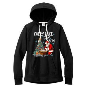 Every Knee Shall Bow Kneeling Santa Jesus Meaningful Gift Women's Fleece Hoodie