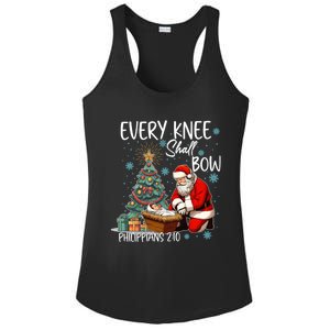 Every Knee Shall Bow Kneeling Santa Jesus Meaningful Gift Ladies PosiCharge Competitor Racerback Tank