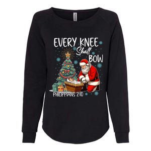 Every Knee Shall Bow Kneeling Santa Jesus Meaningful Gift Womens California Wash Sweatshirt