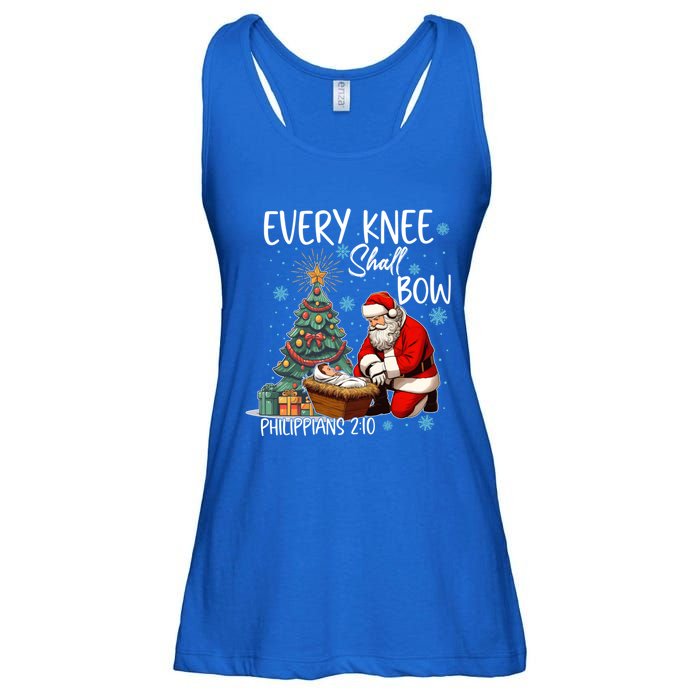 Every Knee Shall Bow Kneeling Santa Jesus Meaningful Gift Ladies Essential Flowy Tank