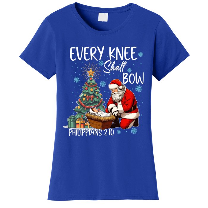 Every Knee Shall Bow Kneeling Santa Jesus Meaningful Gift Women's T-Shirt