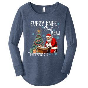 Every Knee Shall Bow Kneeling Santa Jesus Meaningful Gift Women's Perfect Tri Tunic Long Sleeve Shirt