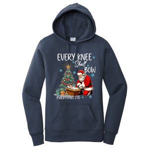 Every Knee Shall Bow Kneeling Santa Jesus Meaningful Gift Women's Pullover Hoodie