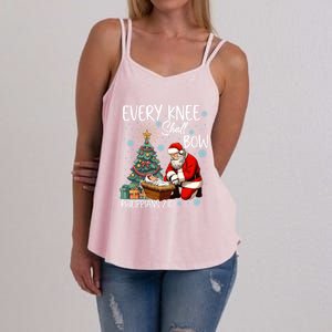 Every Knee Shall Bow Kneeling Santa Jesus Meaningful Gift Women's Strappy Tank