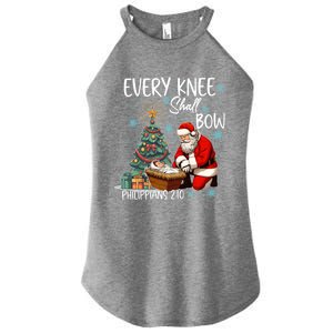 Every Knee Shall Bow Kneeling Santa Jesus Meaningful Gift Women's Perfect Tri Rocker Tank