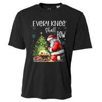 Every Knee Shall Bow Santa Christmas Nativity Scene Xmas Cooling Performance Crew T-Shirt