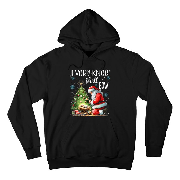 Every Knee Shall Bow Santa Christmas Nativity Scene Xmas Hoodie