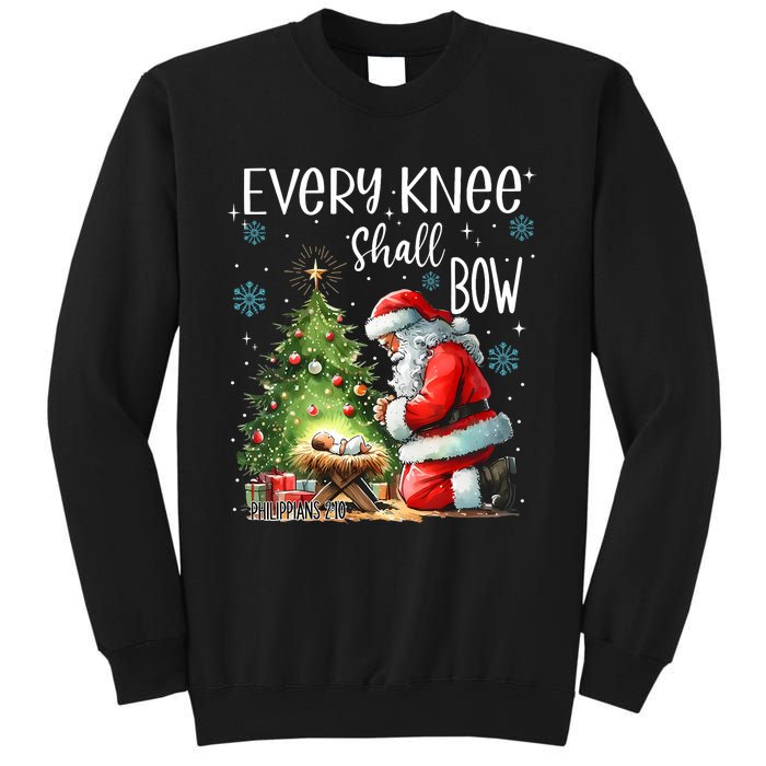 Every Knee Shall Bow Santa Christmas Nativity Scene Xmas Sweatshirt