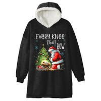 Every Knee Shall Bow Santa Christmas Nativity Scene Xmas Hooded Wearable Blanket