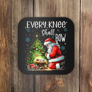 Every Knee Shall Bow Santa Christmas Nativity Scene Xmas Coaster