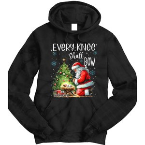 Every Knee Shall Bow Santa Christmas Nativity Scene Xmas Tie Dye Hoodie