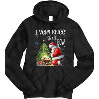 Every Knee Shall Bow Santa Christmas Nativity Scene Xmas Tie Dye Hoodie