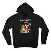 Every Knee Shall Bow Santa Christmas Nativity Scene Xmas Tall Hoodie