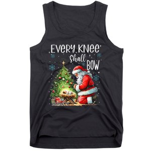 Every Knee Shall Bow Santa Christmas Nativity Scene Xmas Tank Top