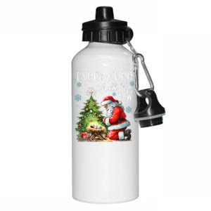 Every Knee Shall Bow Santa Christmas Nativity Scene Xmas Aluminum Water Bottle