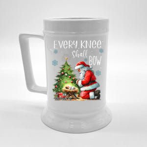 Every Knee Shall Bow Santa Christmas Nativity Scene Xmas Beer Stein