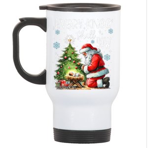 Every Knee Shall Bow Santa Christmas Nativity Scene Xmas Stainless Steel Travel Mug