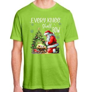 Every Knee Shall Bow Santa Christmas Nativity Scene Xmas Adult ChromaSoft Performance T-Shirt