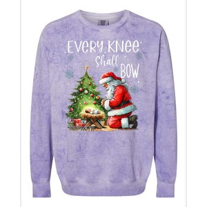 Every Knee Shall Bow Santa Christmas Nativity Scene Xmas Colorblast Crewneck Sweatshirt