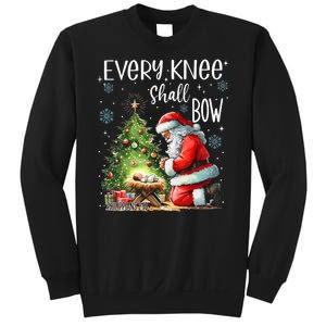 Every Knee Shall Bow Santa Christmas Nativity Scene Xmas Sweatshirt