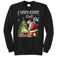 Every Knee Shall Bow Santa Christmas Nativity Scene Xmas Sweatshirt