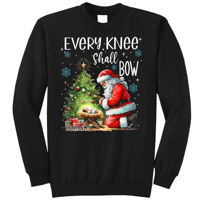 Every Knee Shall Bow Santa Christmas Nativity Scene Xmas Sweatshirt