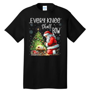 Every Knee Shall Bow Santa Christmas Nativity Scene Xmas Tall T-Shirt