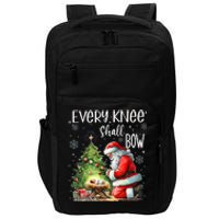 Every Knee Shall Bow Santa Christmas Nativity Scene Xmas Impact Tech Backpack